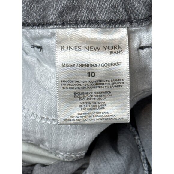 Jones New York Women 10 Gray Straight Leg Jeans Secret Slimming Stretch - Picture 5 of 10